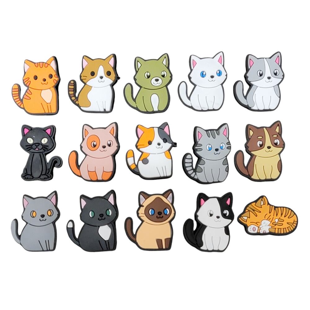 Cat Shoe Charms Lot 15 Pc‎ Kitten Kitty Pet Feline Multicolor Bundle Gift